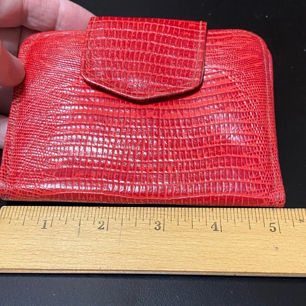 Vintage Baronet Red Crocodile-Embossed leather Women's wallet